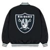 LasVegasRaidersGrayandWhiteRibBomberBlackJacket