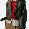 Leather Effect Cropped Leather Biker Jacket