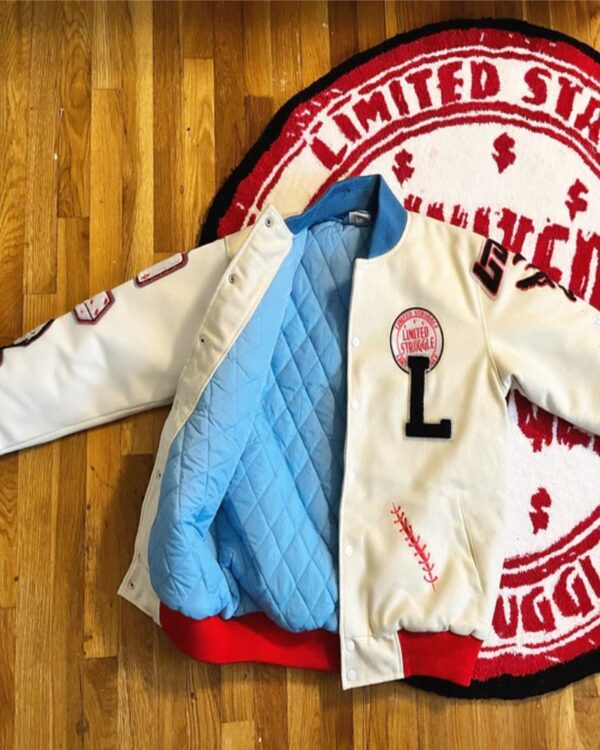 Limited Club SL Cream Letterman Varsity Jacket