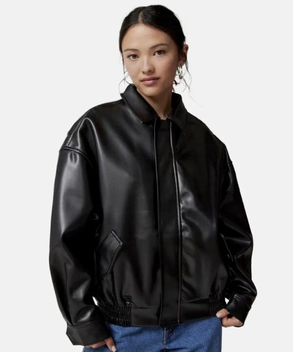 Lioness Kenny Leather Bomber Jacket - Image 2