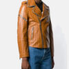 Analyzing image     MCMAllOverLogoBrownLeatherBikerJacket