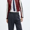 Mango Red Cherry Crop Leather Biker Jacket