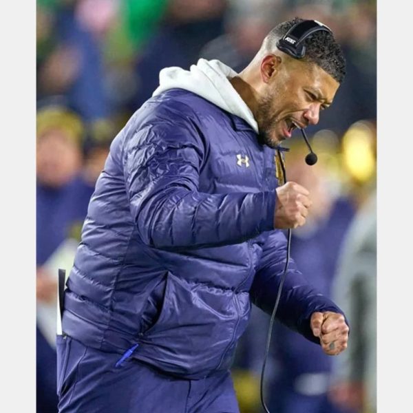MarcusFreemanNotreDameFightingIrishBluePufferJacket