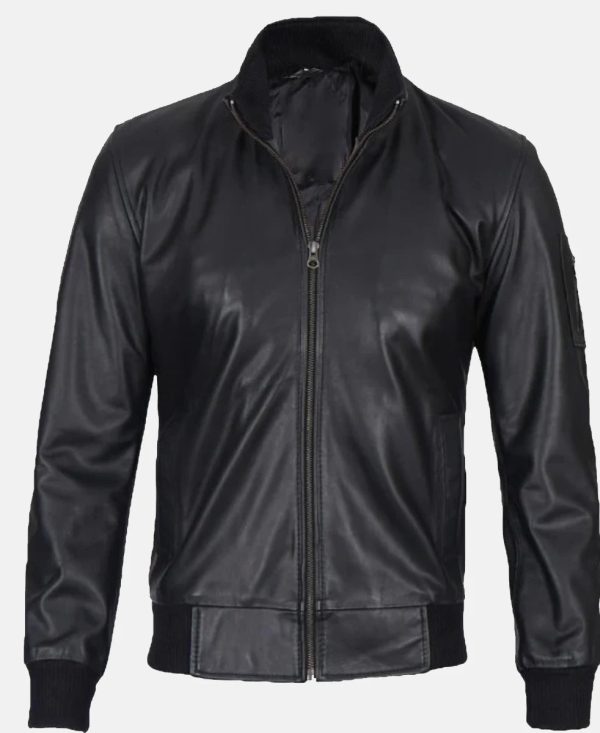 MaverickBlackLeatherBomberJacket