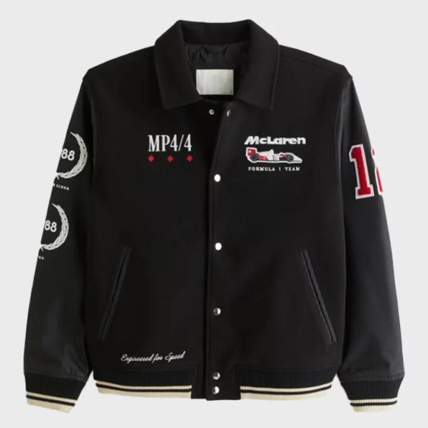 Mc Laren Abercrombie Formula1 Black Varsity Bomber Jacket