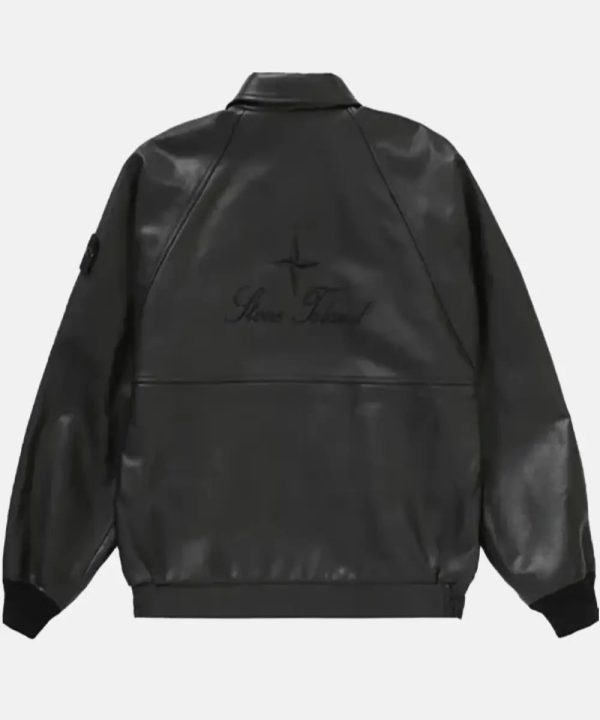 MenSupremeStoneIslandBlackBomberLeatherJacket