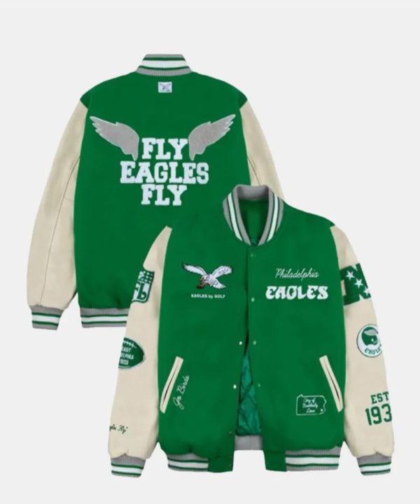 Men_sGOLFWANGKellyGreenPhiladelphiaEaglesLettermanFull-SnapJacket
