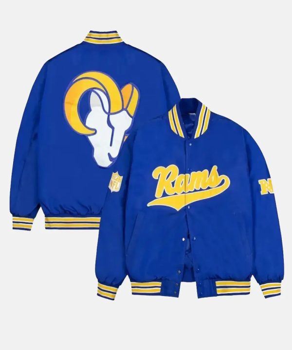 Men_sGOLFWANGRoyalLosAngelesRamsSatinFull-SnapBomberJacket