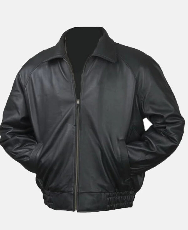 Men's Burk's Bay Black Lamb Leather Bomber Jacket For Sale