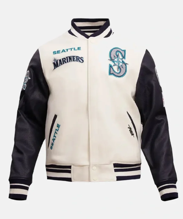 Men's MLB Seattle Mariners Retro Classic Varsity Jacket White & Black