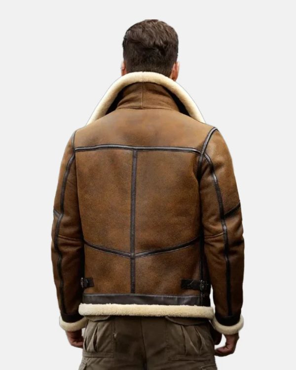 Mens Adam-B3 Avaitor Flighted Bomber Shearling Leather Jacket