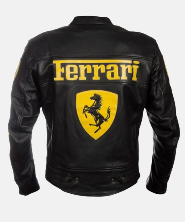 Mens Black Ferrari Leather Jacket - Image 3