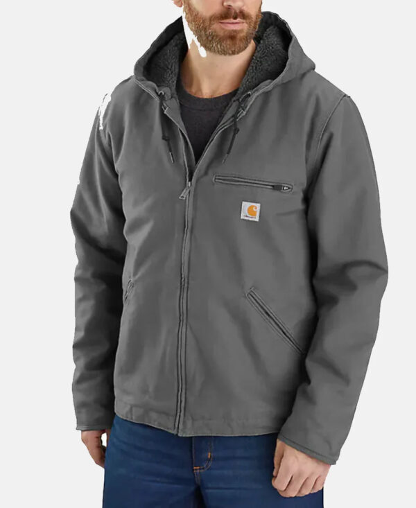 MensCarharttWashedDuckWorkGrayHoodedJacket