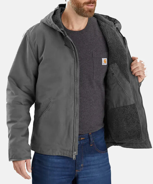 MensCarharttWashedDuckWorkHoodedGrayJacket