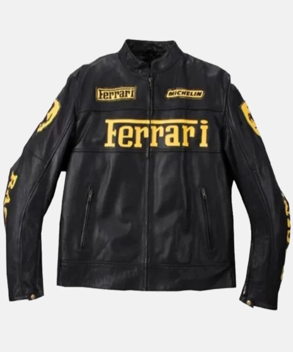 Mens Black Ferrari Leather Jacket - Image 2