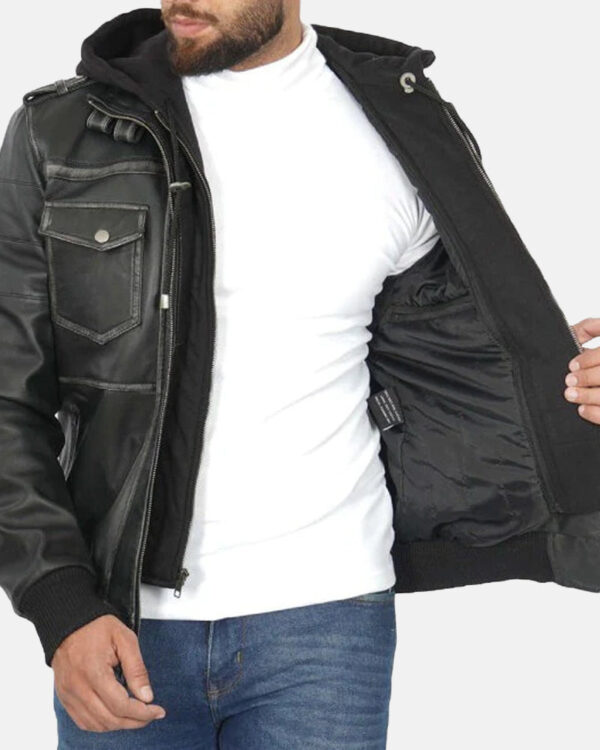 MensGreyBomberJacketRemovableHood