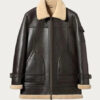 Mens RAF Sheepskin Brown Shearling Long Leather Jacket