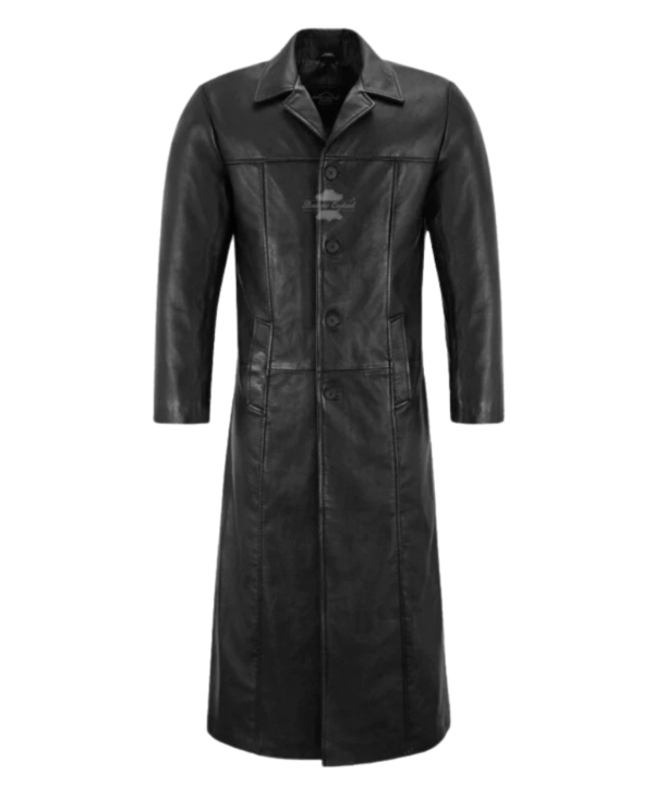 Mens Black Leather Trench Coats
