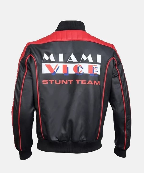 Miami Vice Stunt Team Ryan Gosling Black Leather Bomber Jacket - Image 2