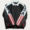 Michael Hoban USA Flag Leather Bomber Jacket