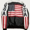 Michael Hoba  Vintage  USA Flag Leather Bomber Jacket