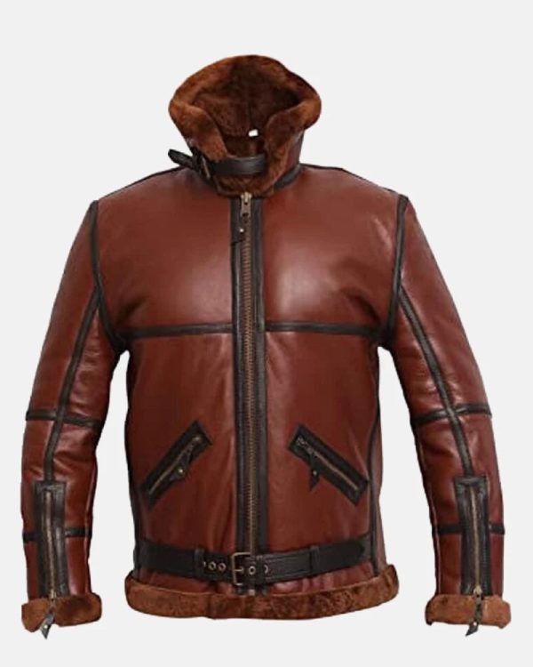 Moore RAF Flying Aviator British Shearling Flight Bomber Brown Sheepskin Leather Jacket
