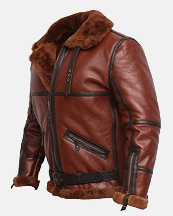 Moore RAF Flying Aviator British Shearling Flight Brown Sheepskin Leather Bomber Jacket