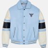 NBA All-Star Blue and White Leather Bomber Jacket