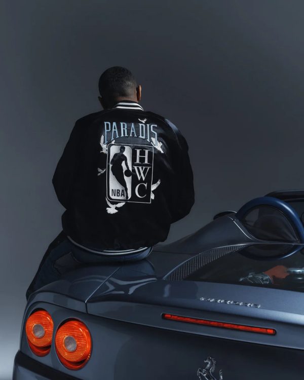 NBA x M and N x Paradis Black Varsity Bomber Jacket