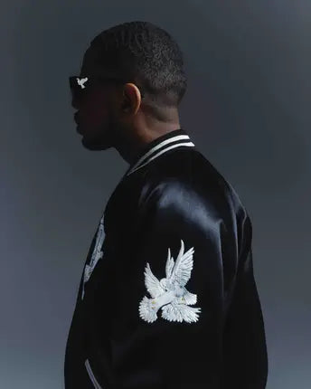 NBA x M and N x Paradis Black Varsity Bomber Jacket