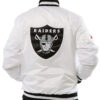 NFLLasVegasRaidersMarkDavisWhiteSatinBomberJacket