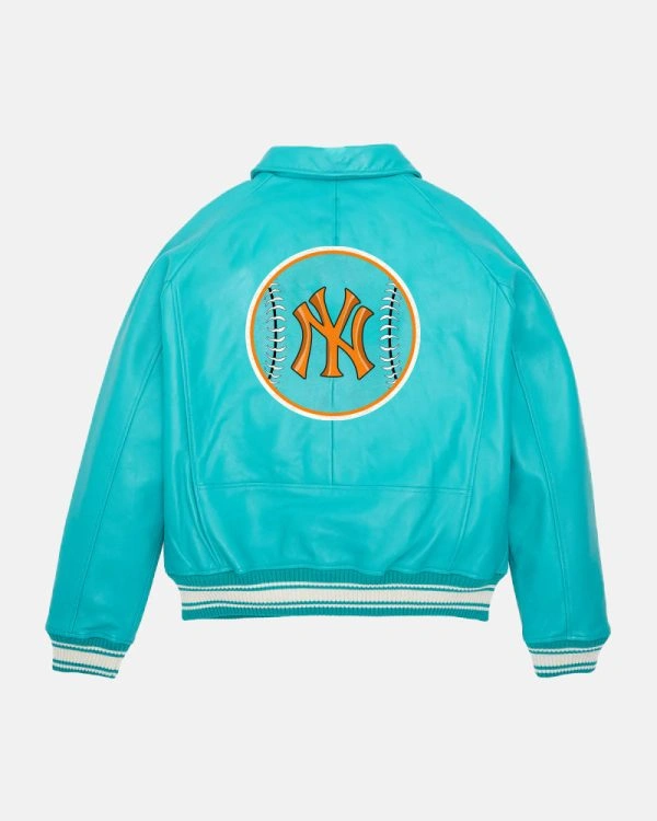 NYC New York Baseball Leather Bomber Jacket