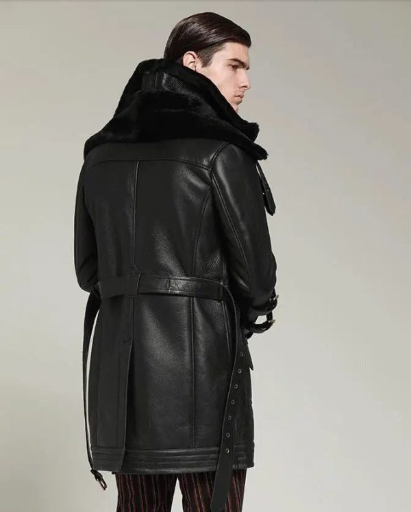 Men Black Fur Long Coat