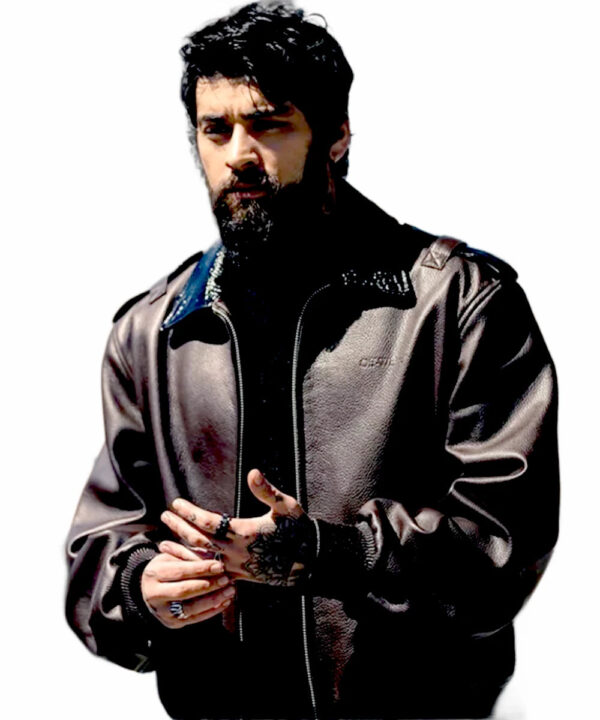 NewYorkFashionWeekOff-WhiteShow 2024 ZaynMalikBrownLeatherJacket