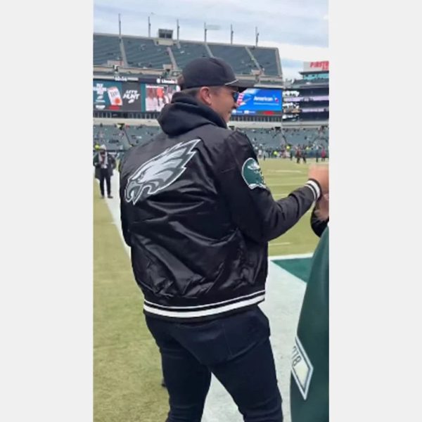 Nick Foles Philadelphia Eagles Black Satin Varsity Jacket