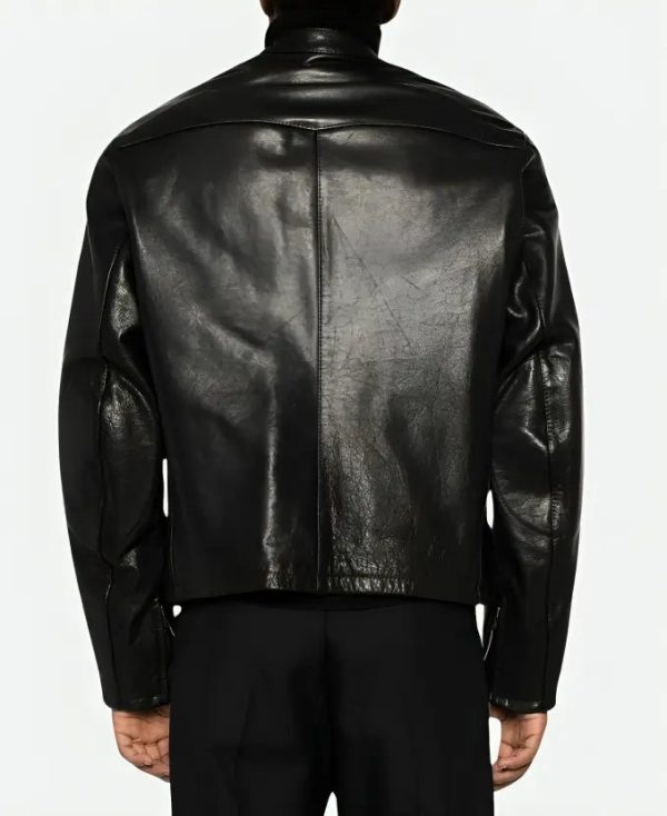 OdellBeckhamJr.SuperBowlPartyBlackLeatherBikerJacket