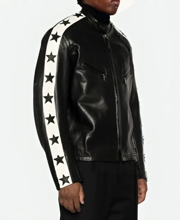OdellBeckhamJr.SuperBowlPartyBlackLeatherJacket