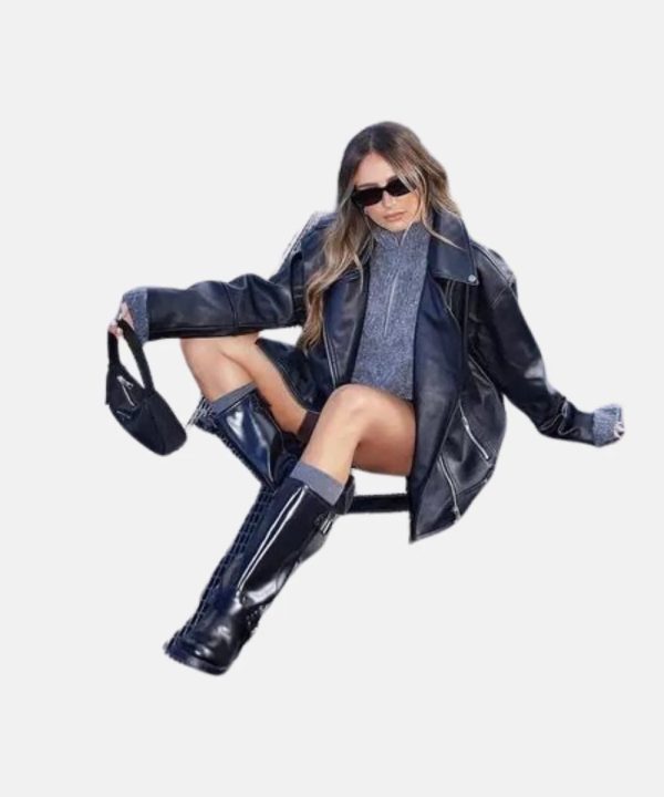 Oversized Belted Leather Jacket - Image 4