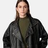 Oversized Moto Black Leather Jacket