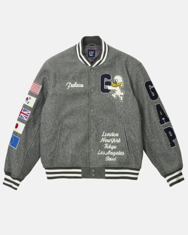 Palace x Gap Varsity Jacket Grey