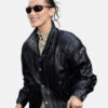 ParisFasionWeekBellaHadidBlackLeatherMotoJacket