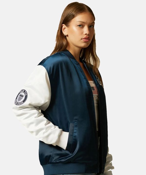 ParisOlympic2024TeamUSAVarsityBomberSatinJacketForSale