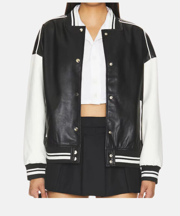 Parker Faux Leather Varsity Jacket - Image 2