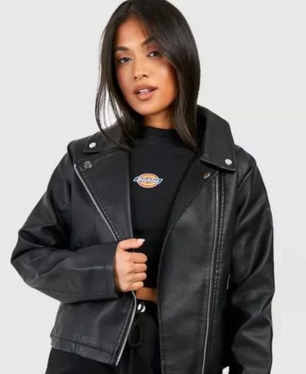 Petite Black Biker Leather Jacket