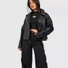 Petite Women Biker Black Leather Jacket