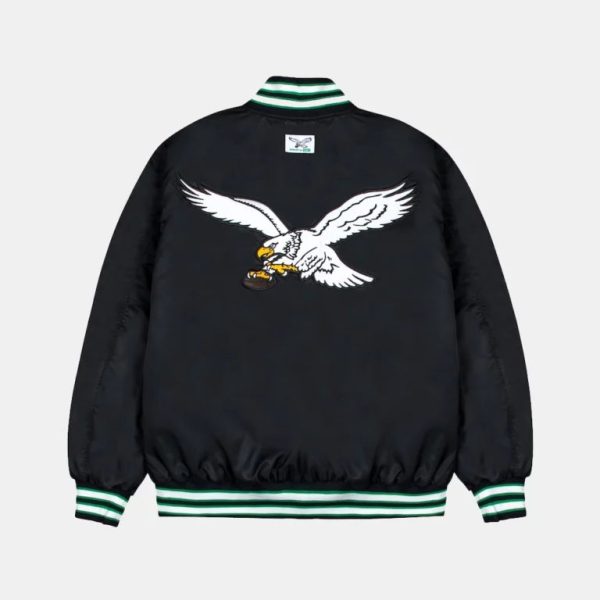 Philadelphia Eagles GOLF WANG Satin Full Snap Bomber Jacket Satin