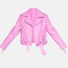 Pink Oversized Leather Jacket
