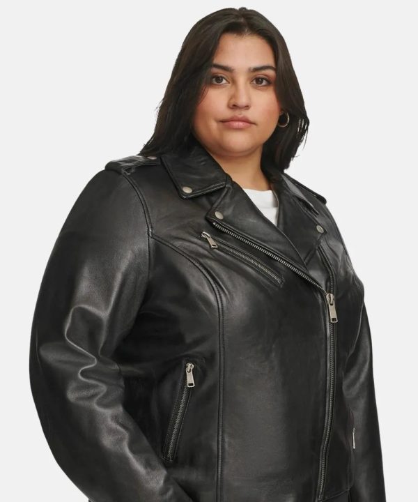 Plus Size Black Leather Jacket