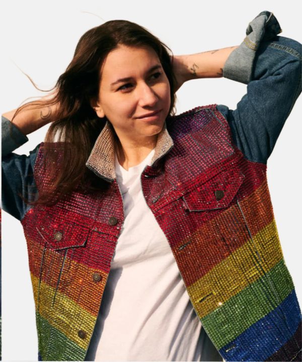 RainbowGayPrideFlagDenimKamalaHarrisJacket