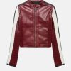 Red Cherry Crop Leather Biker Mango Jacket